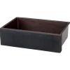 Premier Copper Products 33" Hammered Copper Farmhouse Sink, Glazed Black, 14 Gauge, KASBLK33229