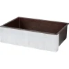 Premier Copper Products 33" Hammered Copper Farmhouse Sink, Glazed White, 14 Gauge, KASWHT33229