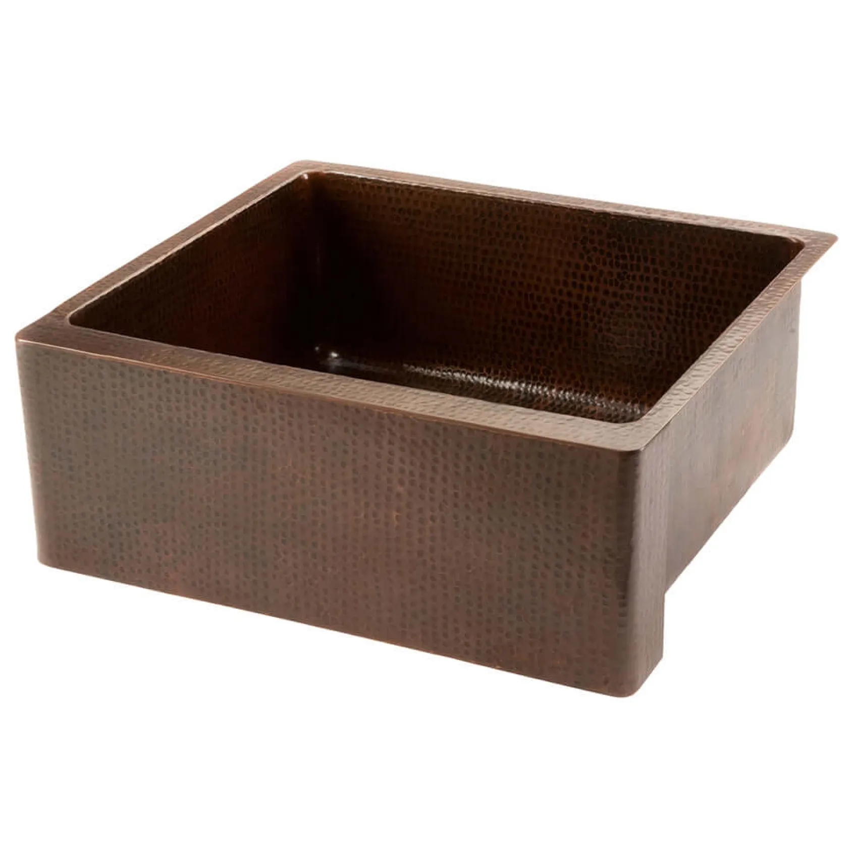 Premier Copper Products 25" Hammered Copper Kitchen Apron Single Basin Farmhouse Sink with Matching Drain and Accessorie, Oil Rubbed Bronze, KSP3_KASDB25229