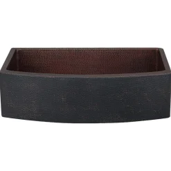 Premier Copper Products 33" Hammered Copper Farmhouse Sink, Glazed Black, 14 Gauge, KASRBLK33249