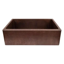 Premier Copper Products 33" Terra Firma Copper Farmhouse Sink, Dark Brown, 10 Gauge, TFKASDB332210