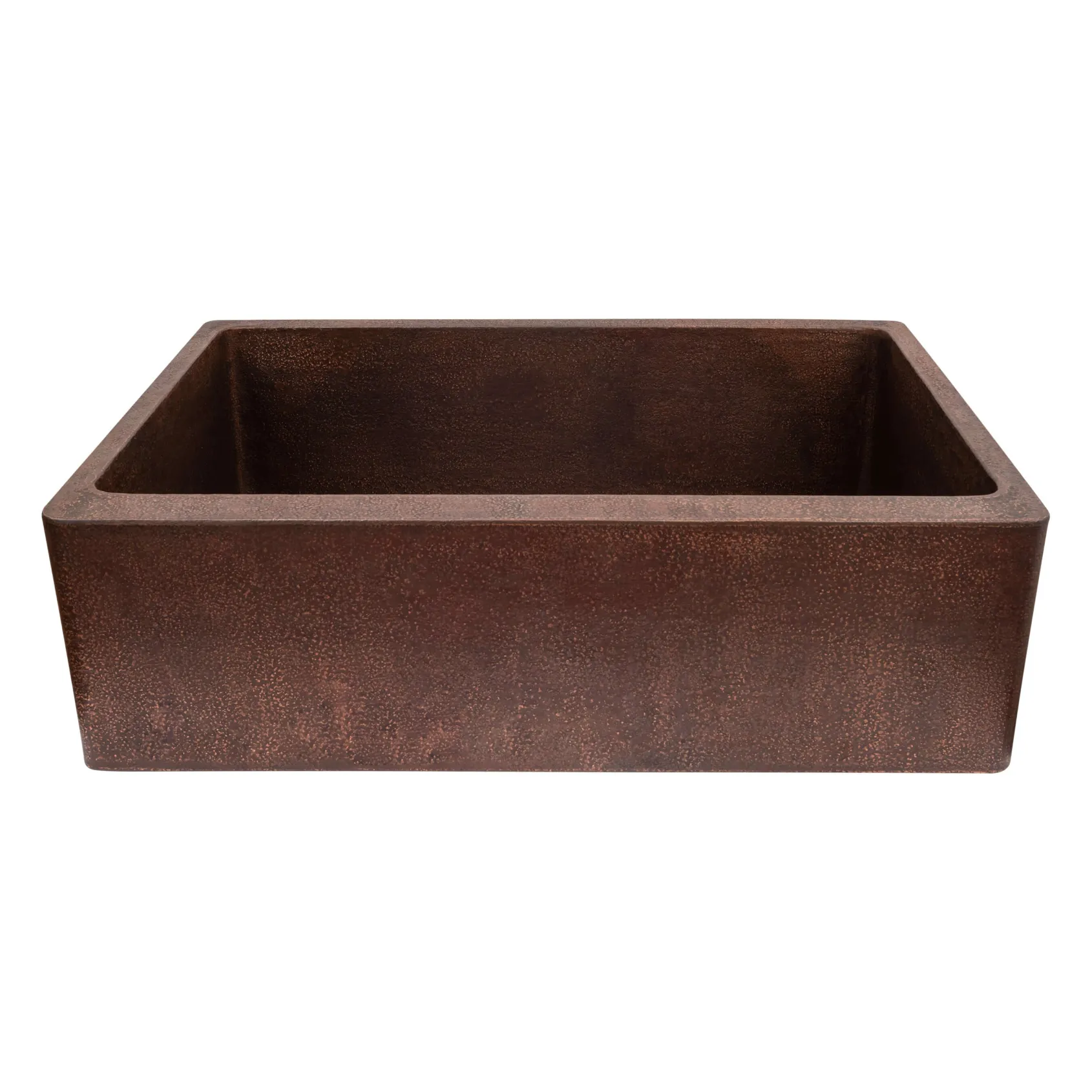 Premier Copper Products 33" Terra Firma Copper Farmhouse Sink, Dark Brown, 10 Gauge, TFKASDB332210