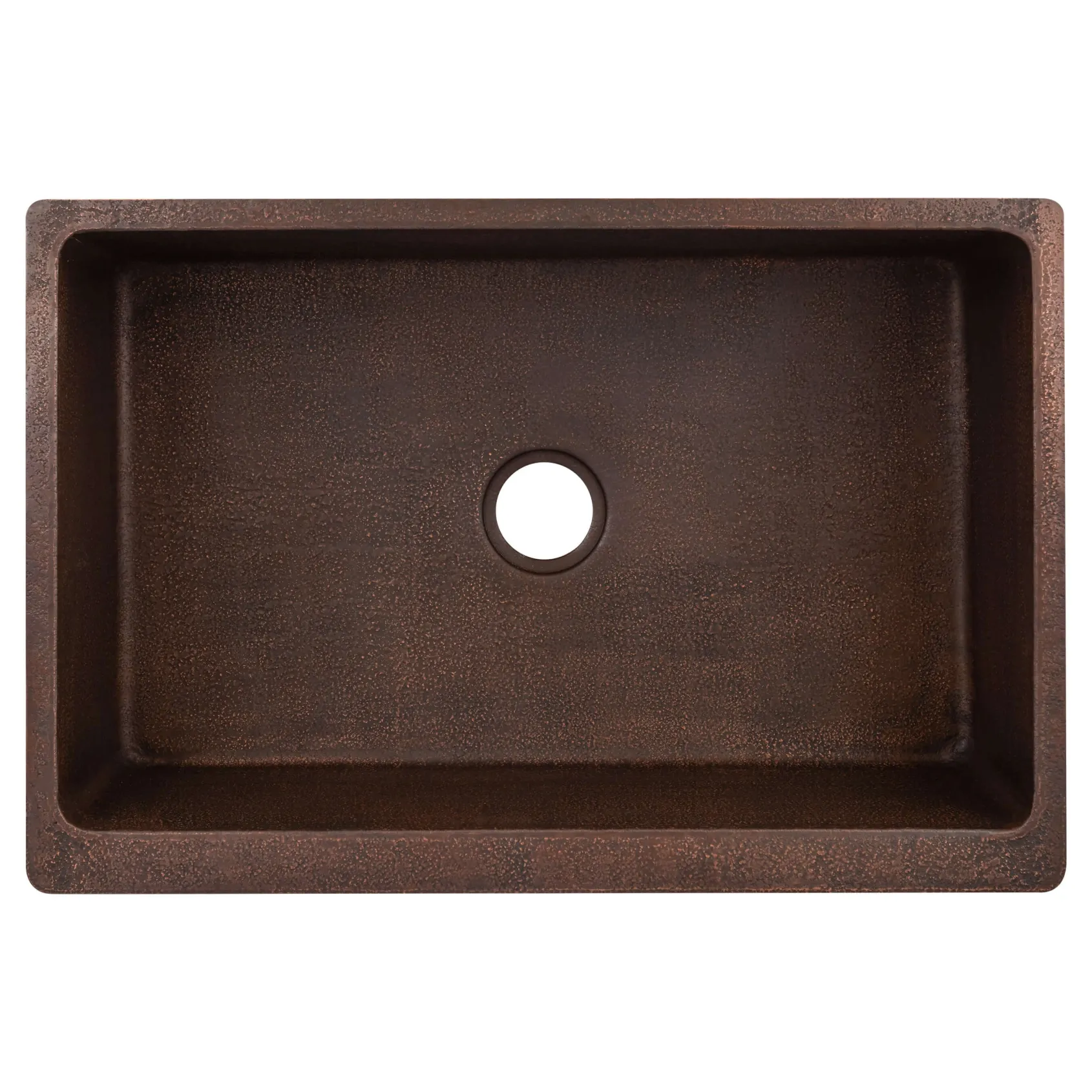 Premier Copper Products 33" Terra Firma Copper Farmhouse Sink, Dark Brown, 10 Gauge, TFKASDB332210