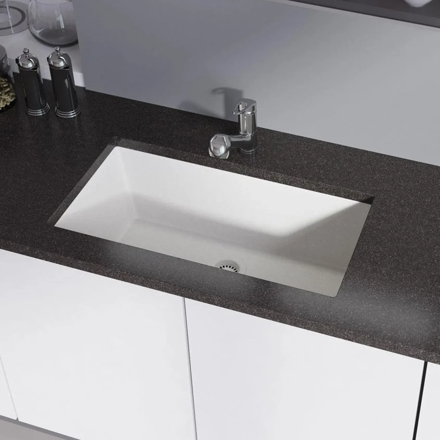Rene 33" Composite Granite Kitchen Sink, Ivory, R3-1006-IVR-ST-CGS