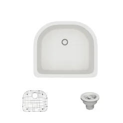 Rene 25" Composite Granite Kitchen Sink, Ivory, R3-1005-IVR-ST-CGS