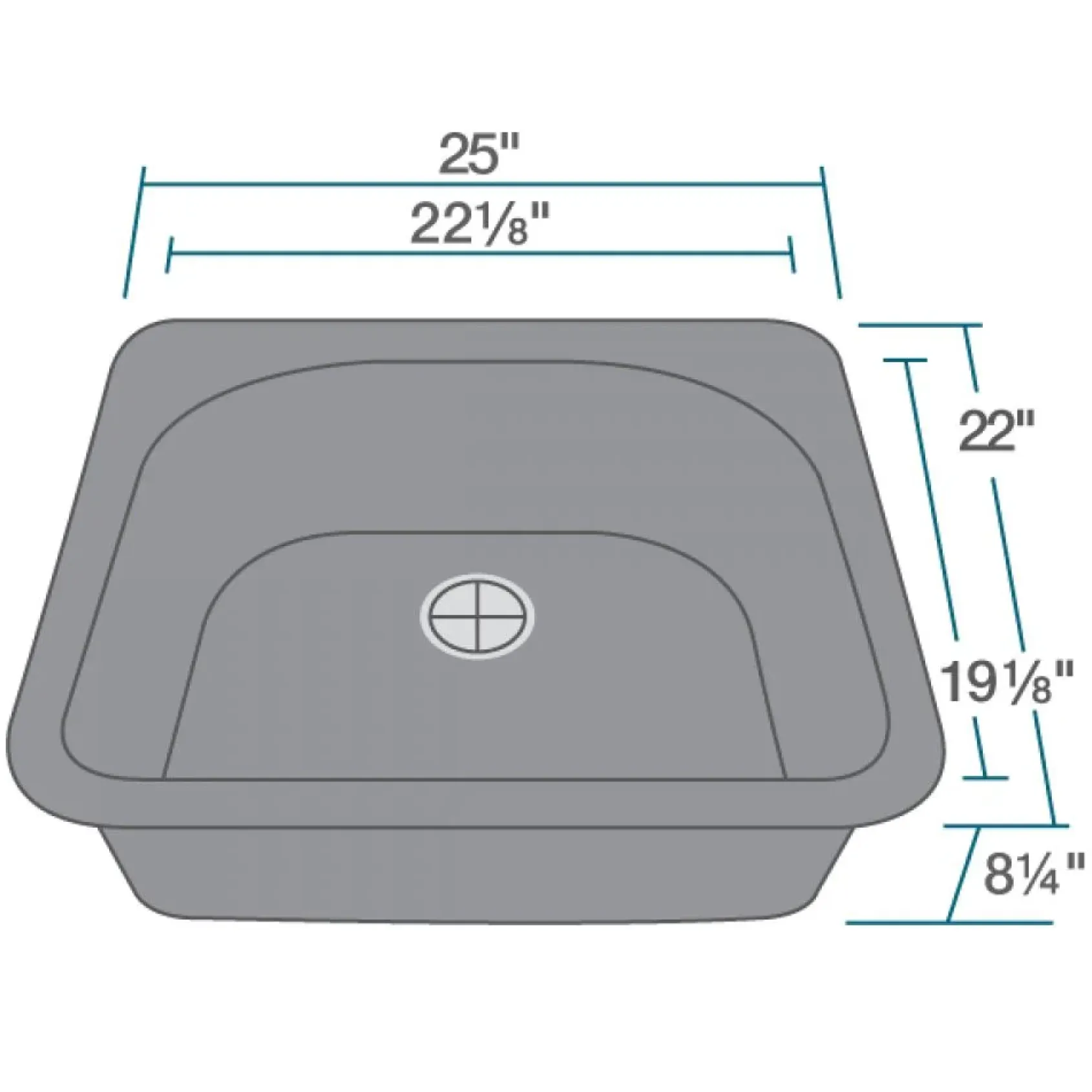 Rene 25" Composite Granite Kitchen Sink, Pewter, R3-2005-PWT-ST-CGS