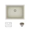 Rene 22" Composite Granite Kitchen Sink, Concrete, R3-1004-CON-ST-CGS