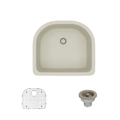 Rene 25" Composite Granite Kitchen Sink, Concrete, R3-1005-CON-ST-CGS