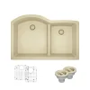 Rene 33" Composite Granite Kitchen Sink, 60/40 Double Bowl, Ecru, R3-1008-ECR-ST-CGS