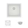 Rene 18" Composite Granite Kitchen Sink, Ivory, R3-1003-IVR-ST-CGF