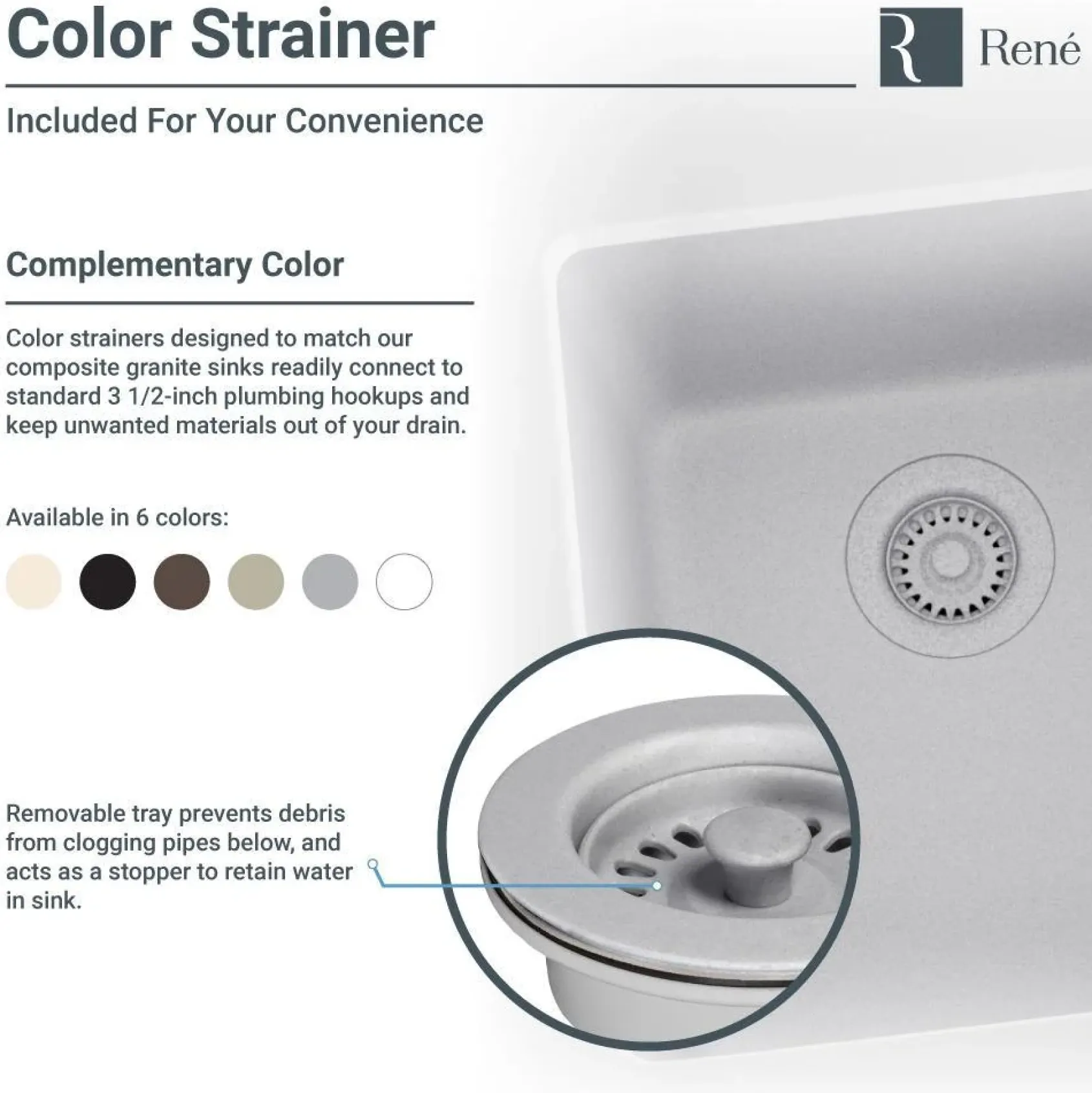 Rene 33" Composite Granite Kitchen Sink, 60/40 Double Bowl, Ecru, R3-2001-ECR-ST-CGS