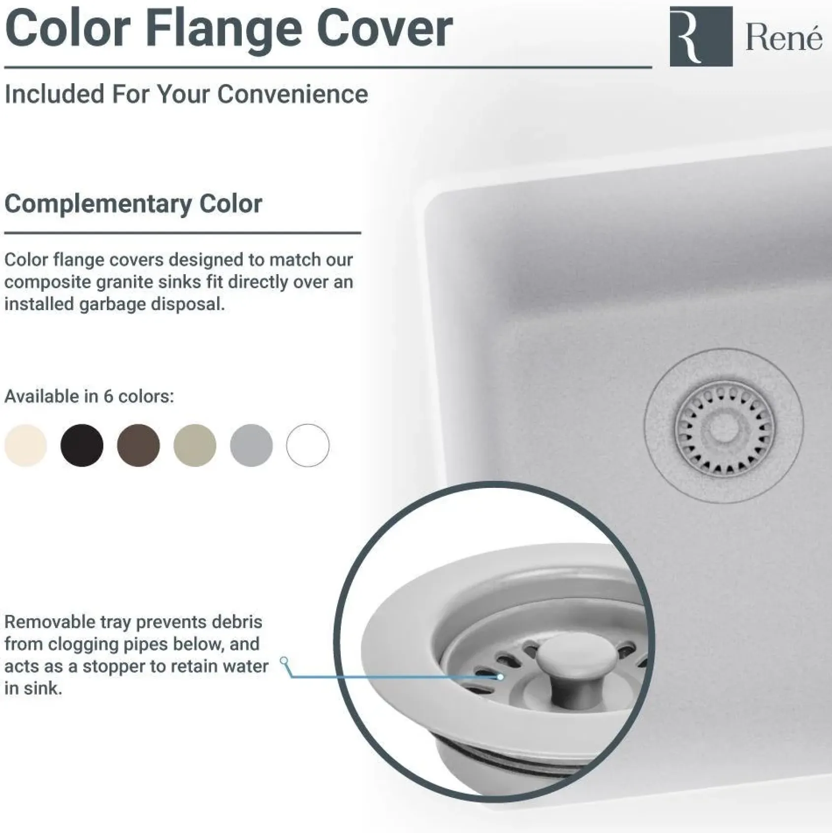Rene 33" Composite Granite Kitchen Sink, Ecru, R3-1006-ECR-ST-CGF