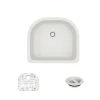 Rene 25" Composite Granite Kitchen Sink, Ivory, R3-1005-IVR-ST-CGF