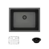 Rene 22" Composite Granite Kitchen Sink, Carbon, R3-1004-CAR-ST-CGF