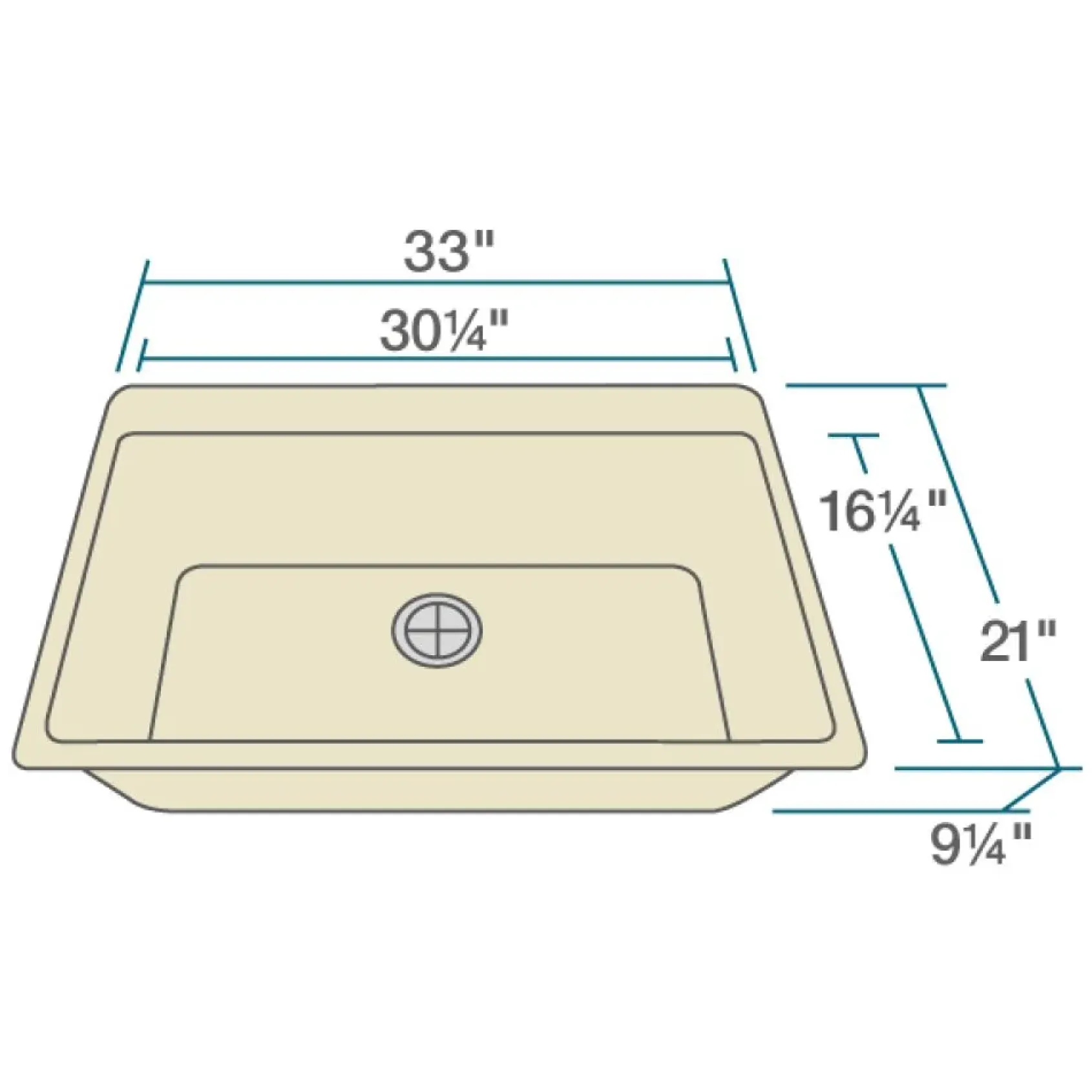 Rene 33" Composite Granite Kitchen Sink, Ecru, R3-2006-ECR-ST-CGF