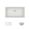 Rene 33" Composite Granite Kitchen Sink, Ivory, R3-1006-IVR-ST-CGF