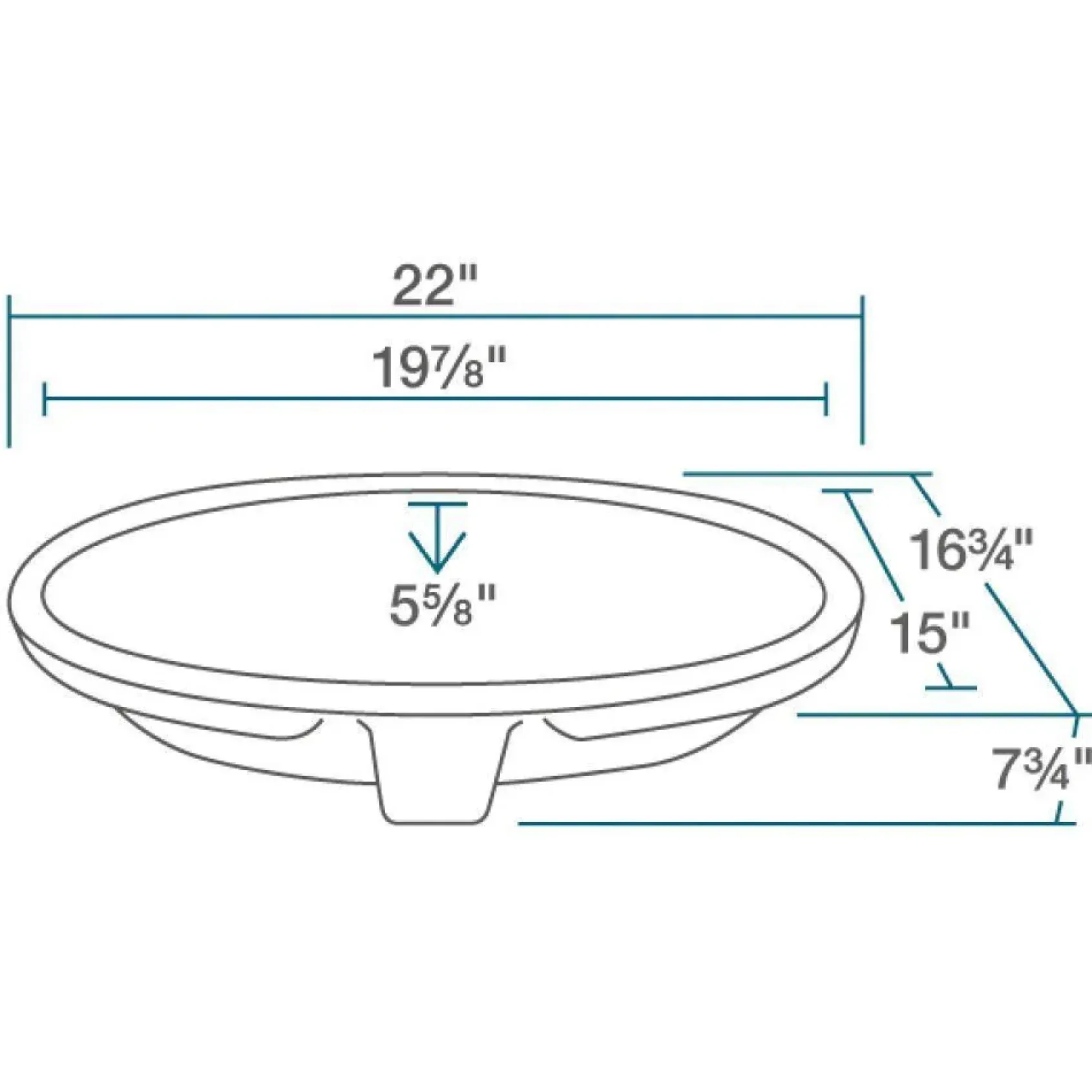 Rene 22" Oval Porcelain Bathroom Sink, White, R2-1005-W-PUD-BN