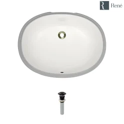 Rene 22" Oval Porcelain Bathroom Sink, Biscuit, R2-1005-B-PUD-ABR