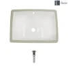 Rene 18" Rectangle Porcelain Bathroom Sink, Biscuit, R2-1007-B-PUD-BN