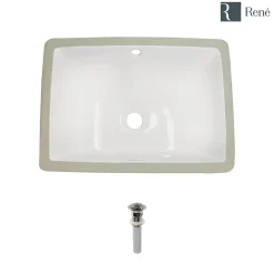 Rene 18" Rectangle Porcelain Bathroom Sink, Biscuit, R2-1007-B-PUD-BN