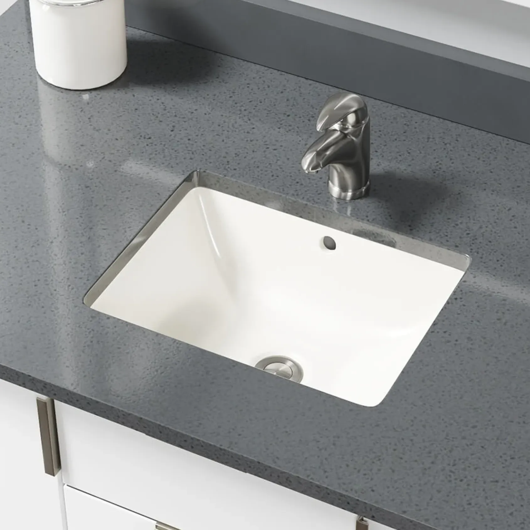 Rene 18" Rectangle Porcelain Bathroom Sink, Biscuit, R2-1007-B-PUD-BN