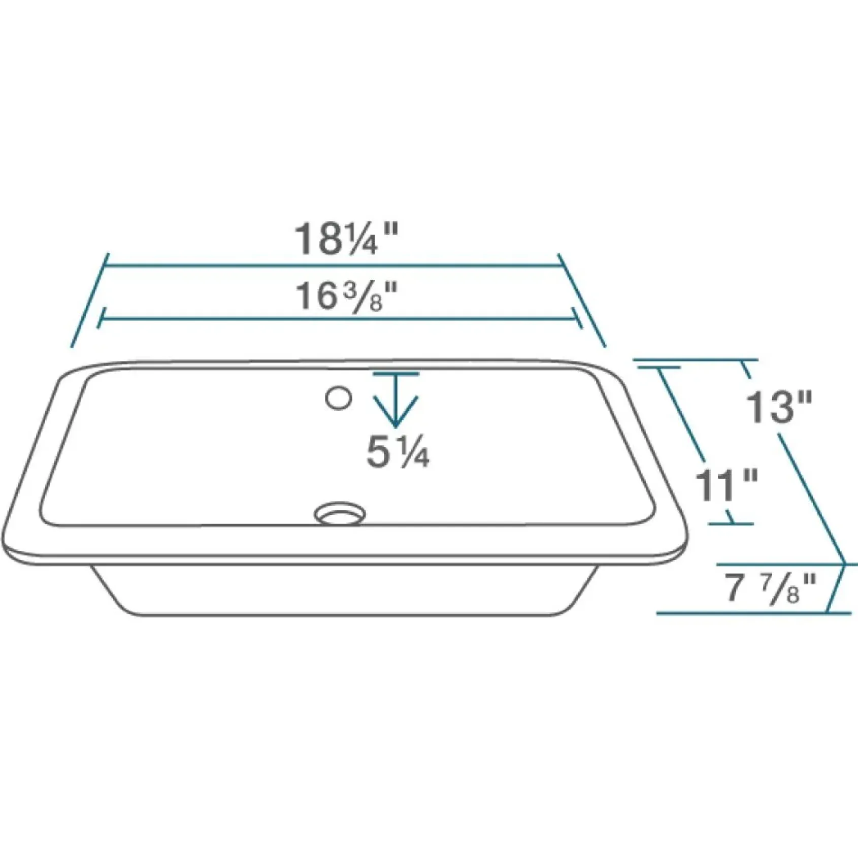 Rene 18" Rectangle Porcelain Bathroom Sink, Biscuit, R2-1007-B-PUD-BN