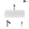 Rene 21" Rectangle Porcelain Bathroom Sink, Biscuit, with Faucet, R2-5018-B-R9-7008-C