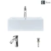 Rene 21" Rectangle Porcelain Bathroom Sink, White, with Faucet, R2-5018-W-R9-7005-C