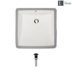 Rene 17" Rectangle Porcelain Bathroom Sink, Biscuit, R2-1003-B-PUD-ABR