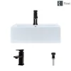 Rene 21" Rectangle Porcelain Bathroom Sink, White, with Faucet, R2-5018-W-R9-7002-ABR