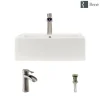Rene 21" Rectangle Porcelain Bathroom Sink, Biscuit, with Faucet, R2-5018-B-R9-7008-BN