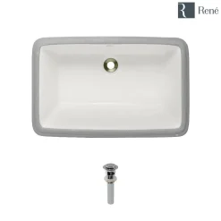 Rene 22" Rectangle Porcelain Bathroom Sink, Biscuit, R2-1001-B-PUD-C