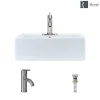 Rene 21" Rectangle Porcelain Bathroom Sink, White, with Faucet, R2-5018-W-R9-7009-C