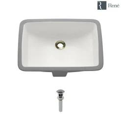 Rene 21" Rectangle Porcelain Bathroom Sink, Biscuit, R2-1002-B-PUD-C