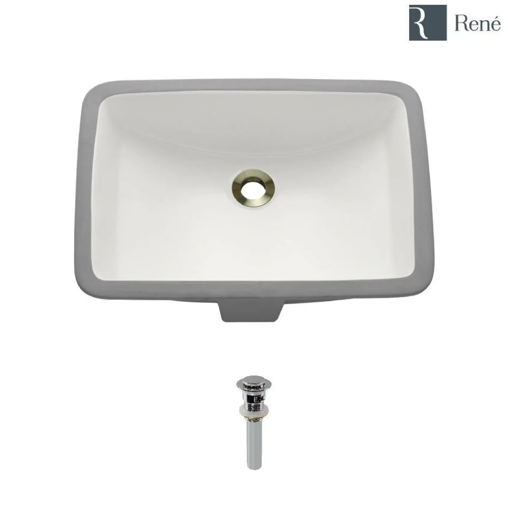 Rene 21" Rectangle Porcelain Bathroom Sink, Biscuit, R2-1002-B-PUD-C