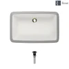 Rene 22" Rectangle Porcelain Bathroom Sink, Biscuit, R2-1001-B-PUD-ABR