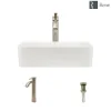 Rene 19" Rectangle Porcelain Bathroom Sink, Biscuit, with Faucet, R2-5007-B-R9-7006-BN
