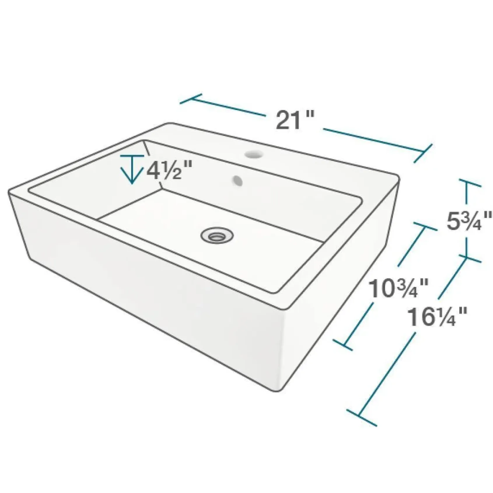 Rene 21" Rectangle Porcelain Bathroom Sink, Biscuit, with Faucet, R2-5018-B-R9-7009-ABR