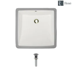 Rene 17" Rectangle Porcelain Bathroom Sink, Biscuit, R2-1003-B-PUD-C