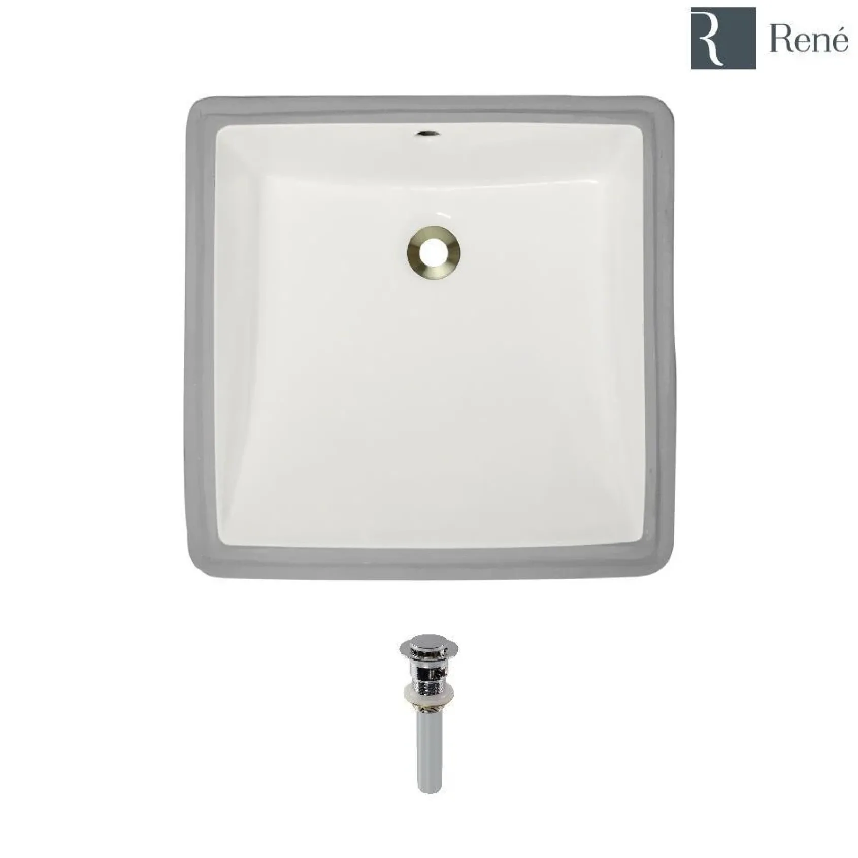Rene 17" Rectangle Porcelain Bathroom Sink, Biscuit, R2-1003-B-PUD-C