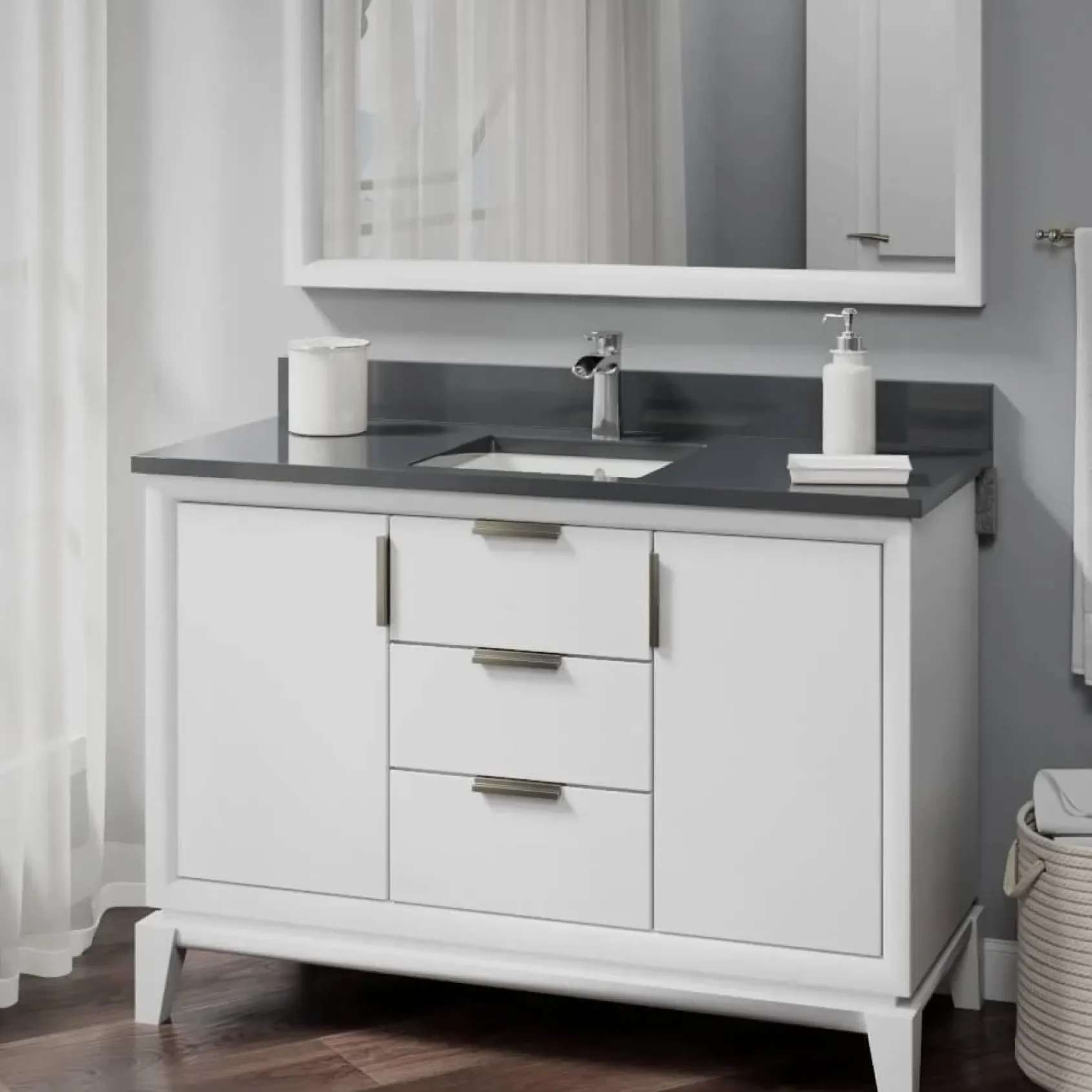 Rene 17" Rectangle Porcelain Bathroom Sink, Biscuit, R2-1003-B-PUD-C