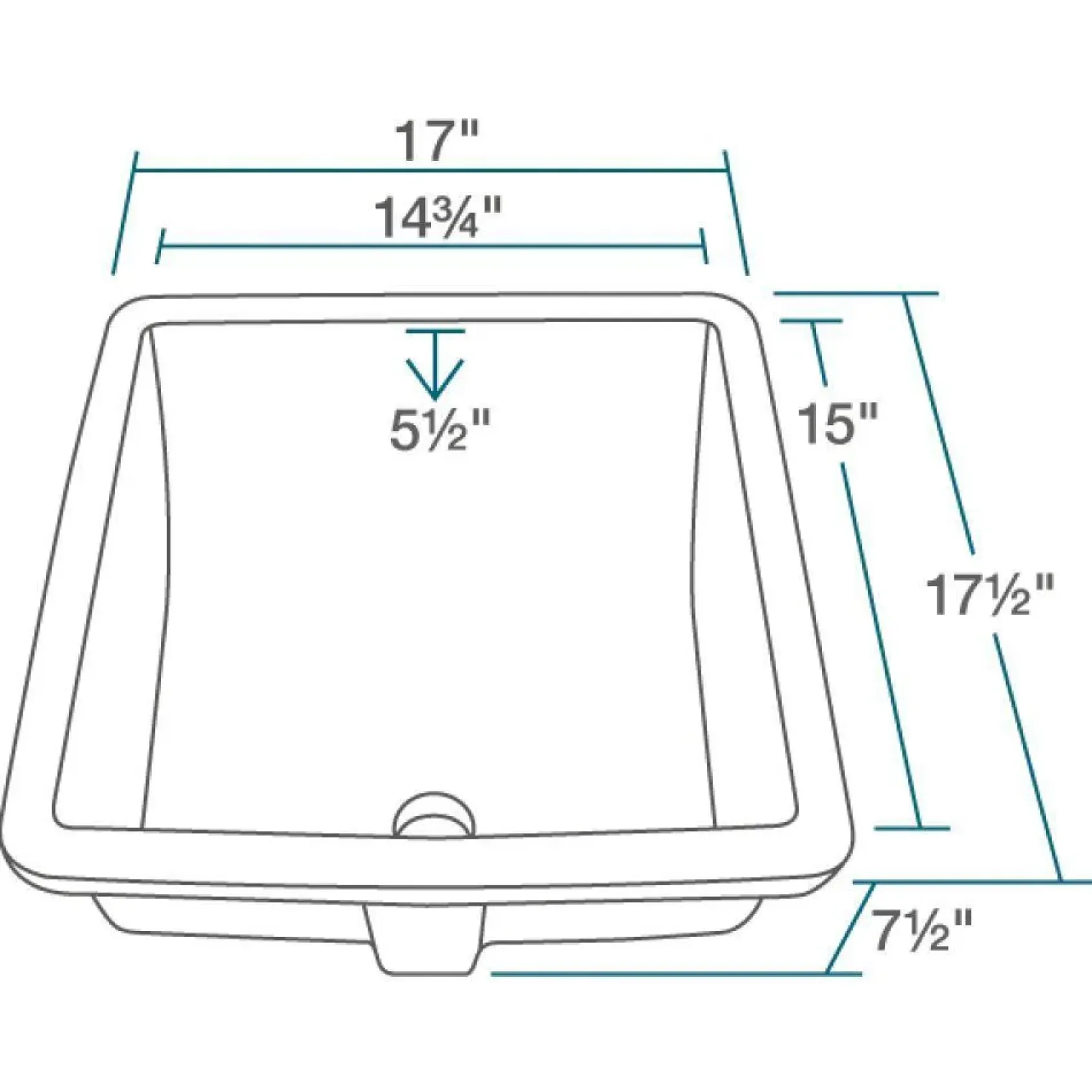 Rene 17" Rectangle Porcelain Bathroom Sink, Biscuit, R2-1003-B-PUD-C