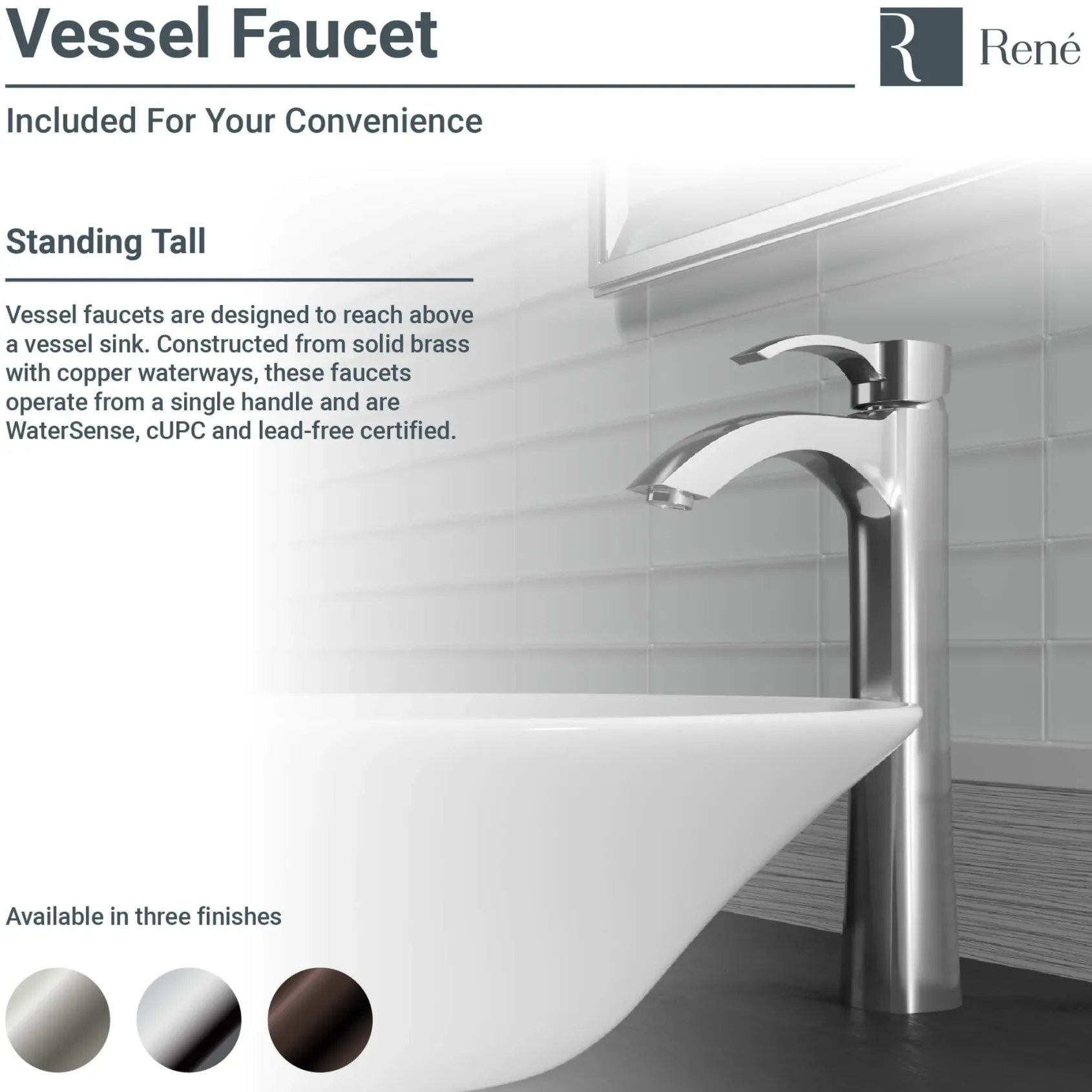 Rene 19" Rectangle Porcelain Bathroom Sink, White, with Faucet, R2-5007-W-R9-7006-ABR