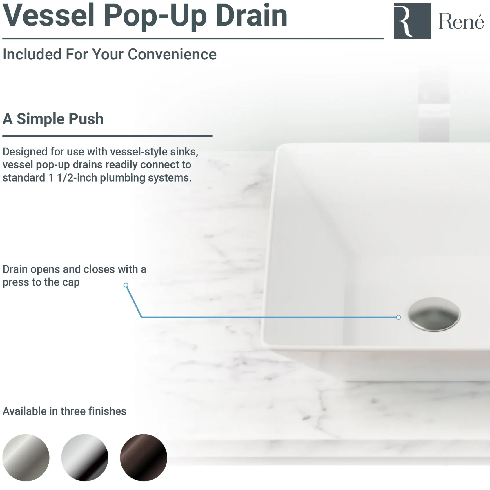 Rene 19" Rectangle Porcelain Bathroom Sink, White, with Faucet, R2-5007-W-R9-7006-ABR