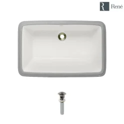 Rene 22" Rectangle Porcelain Bathroom Sink, Biscuit, R2-1001-B-PUD-BN