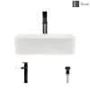 Rene 19" Rectangle Porcelain Bathroom Sink, Biscuit, with Faucet, R2-5007-B-R9-7003-ABR