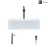 Rene 19" Rectangle Porcelain Bathroom Sink, White, with Faucet, R2-5007-W-R9-7007-BN