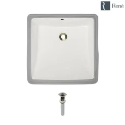 Rene 17" Rectangle Porcelain Bathroom Sink, Biscuit, R2-1003-B-PUD-BN