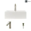 Rene 21" Rectangle Porcelain Bathroom Sink, Biscuit, with Faucet, R2-5018-B-R9-7005-BN