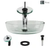 Rene 17" Round Glass Bathroom Sink, Crystal, with Faucet, R5-5024-WF-ABR